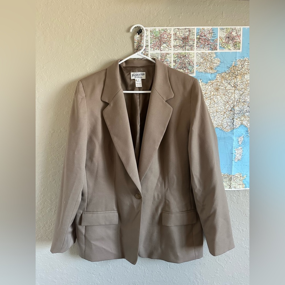 Pendleton Tan Blazer Classic Suit Jacket - image 1